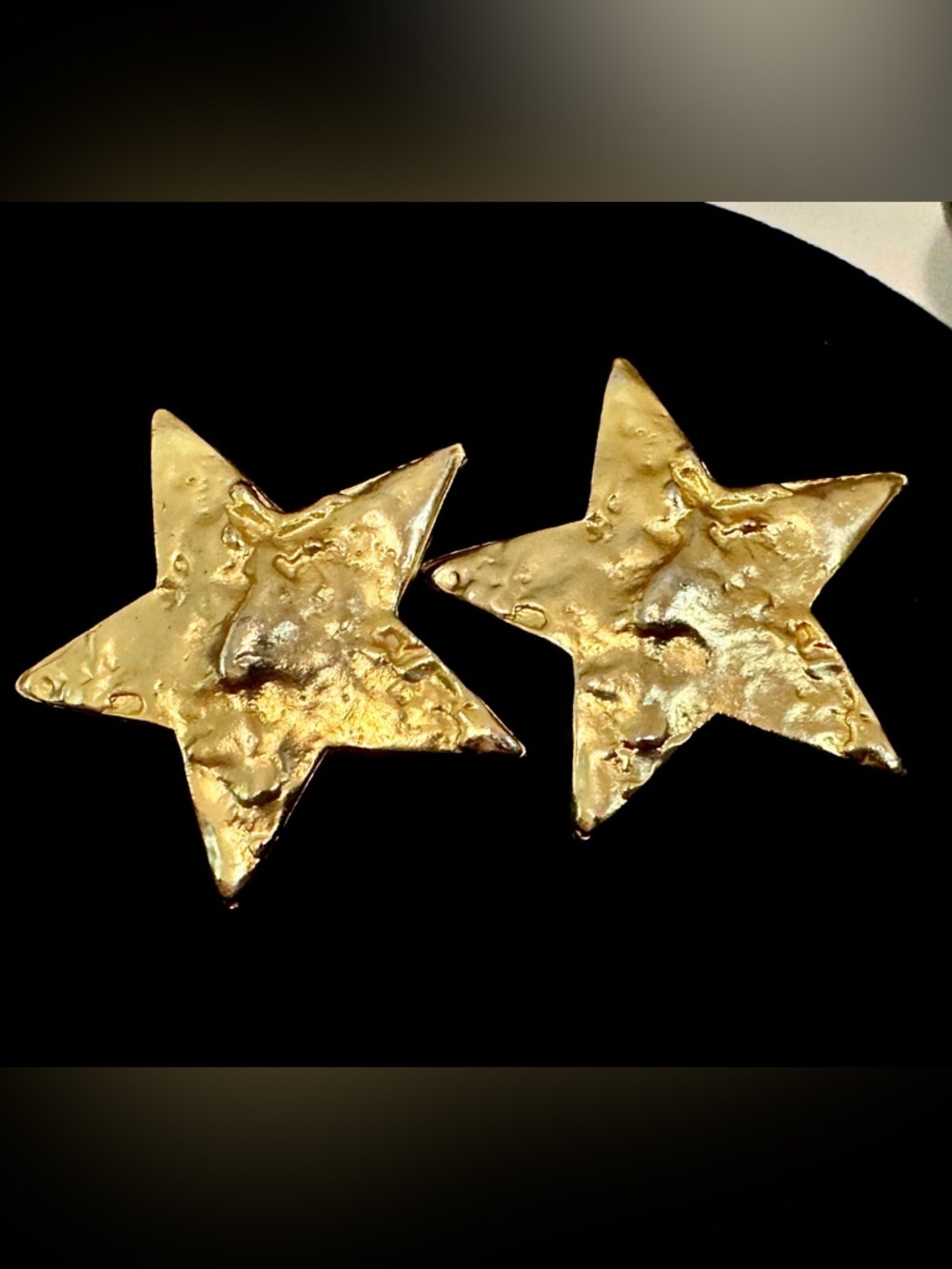 Erwin Pearl P.E.P. Mod Clip-on Star Earrings Molten Gold Tone (1.75”)